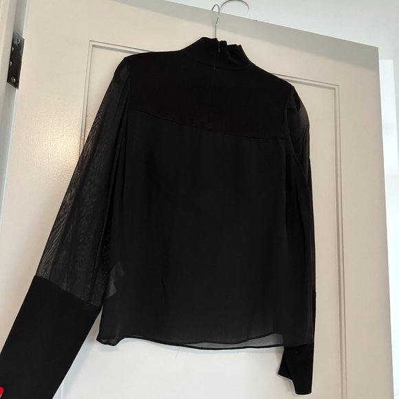 Dion Lee Mesh Long Sleeve Top Silk Knit Moulded Bustier High Neck in Black - Picture 8 of 9